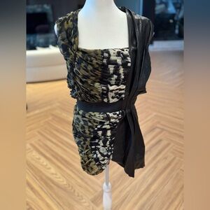 Stylish Black and Green Mini Dress